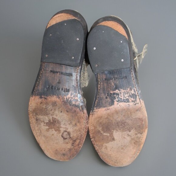 Miz Mooz Carlito Western Boots Sz 7 Gray Tan Distressed Short Cowgirl Booties - Picture 8 of 13